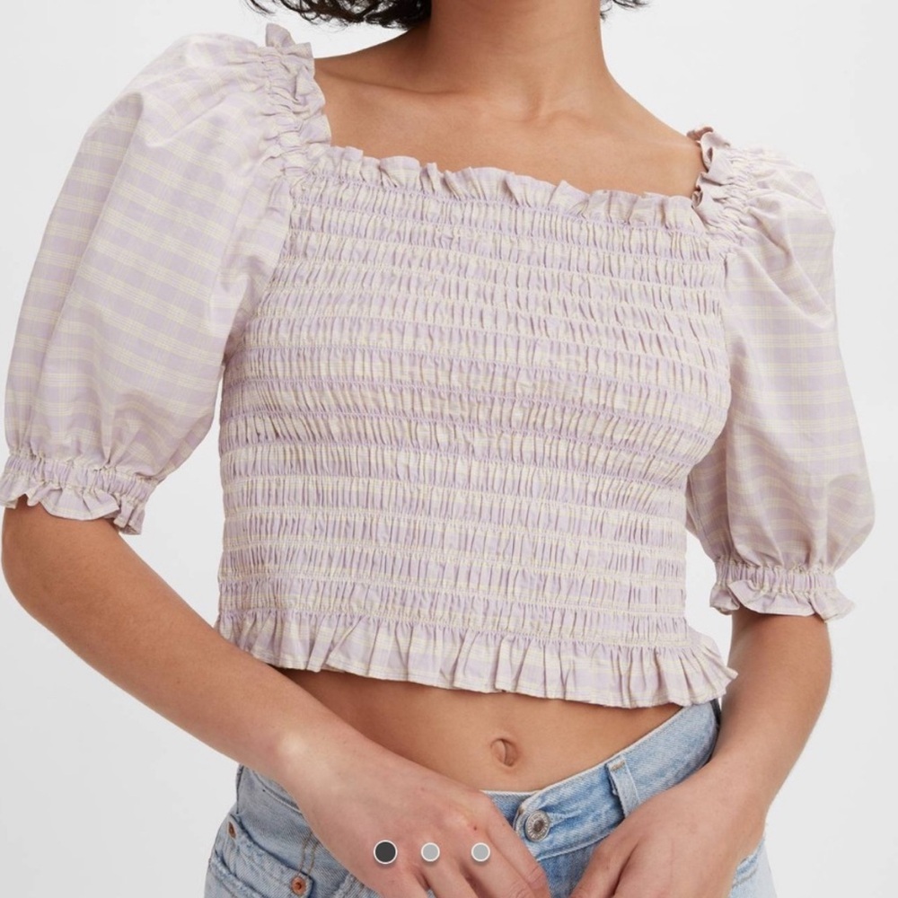 NWT | Levi's Rey Smocked Short Sleeve Blouse